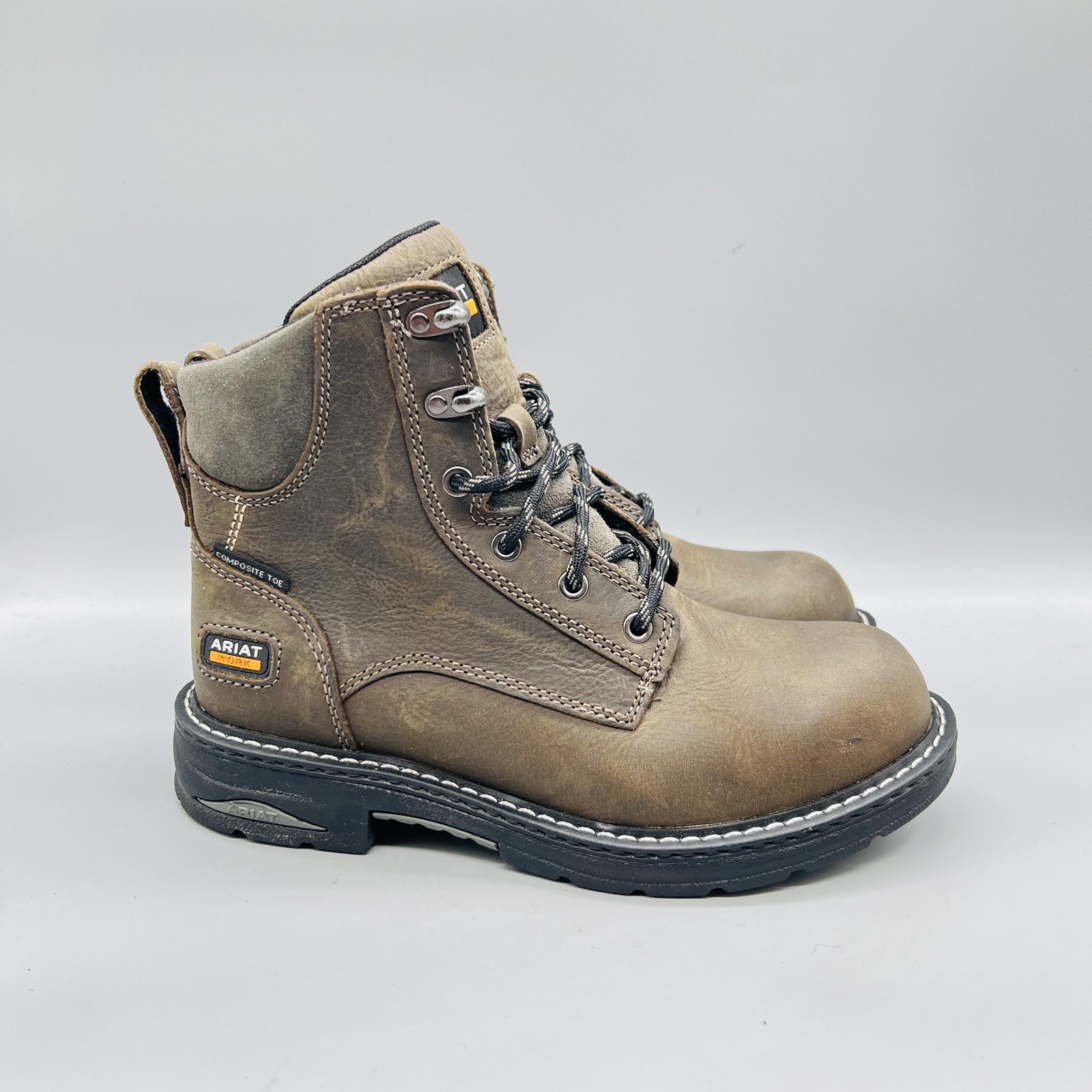 Ariat Boots Womens 7.5 Brown Leather Composite Toe Work Ankle Lace Up Shoes
